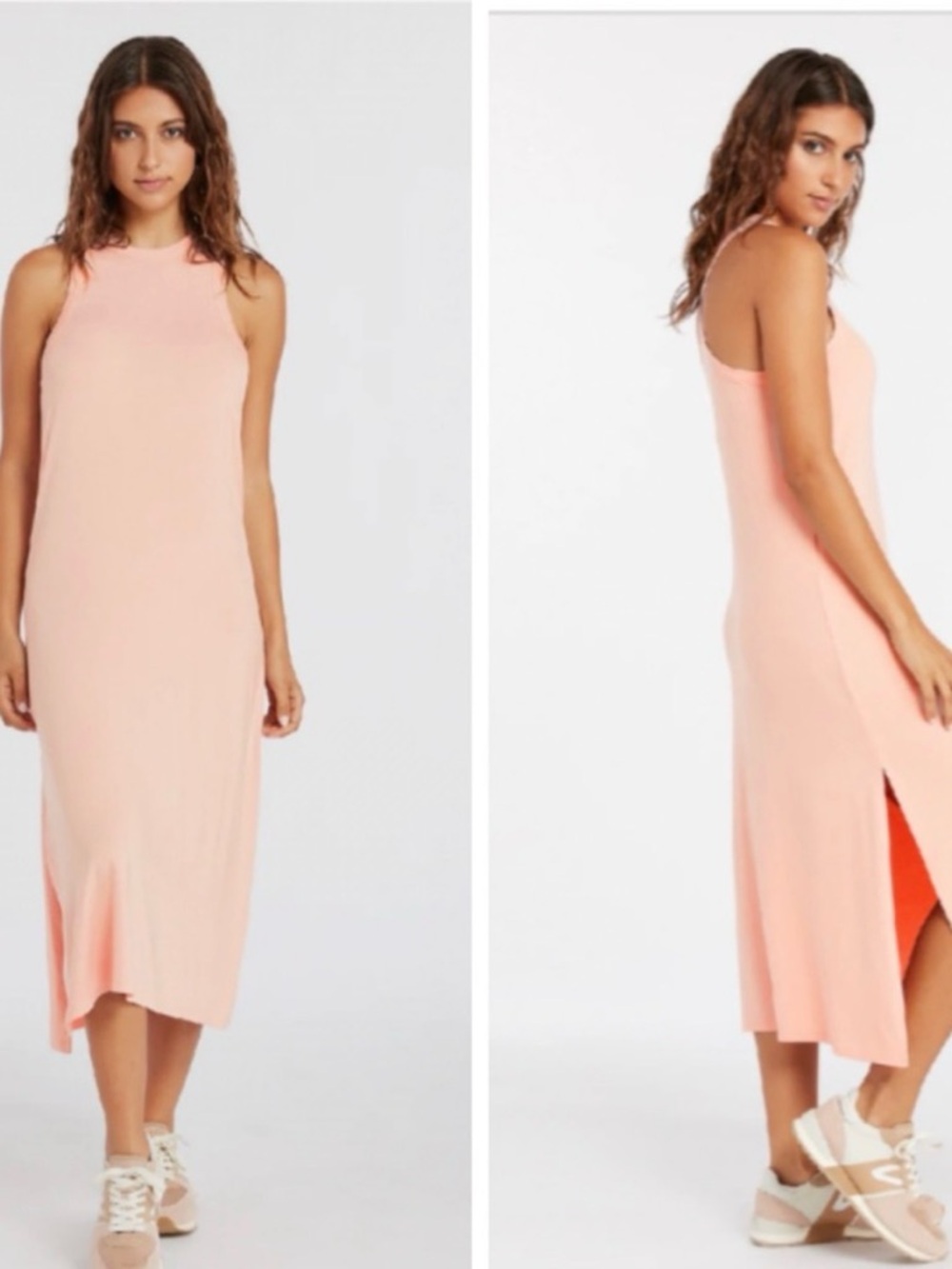 Sleeveless Midi Tank Dress in Light Peach - Women's